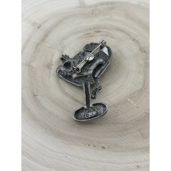 "JJ" Jonette Jewelry 'FROG Drinking Martini' Pin ~ It's 5 pm somewhere! - Picture 2 of 3